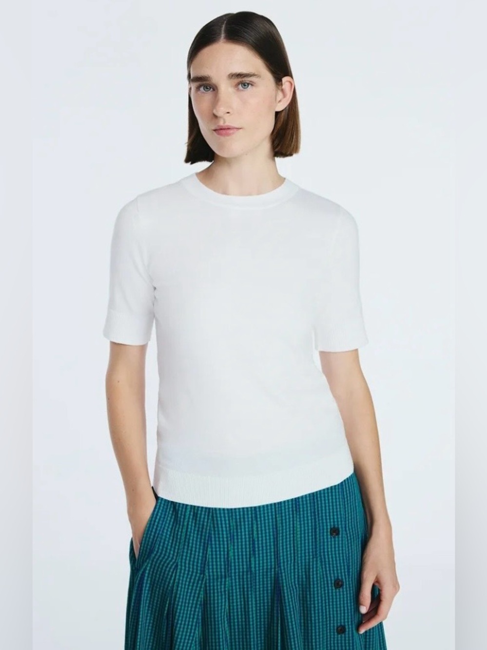 Women's Cozy Yarn Shrunken Sweater Tee with Short Sleeves Size Medium NWT